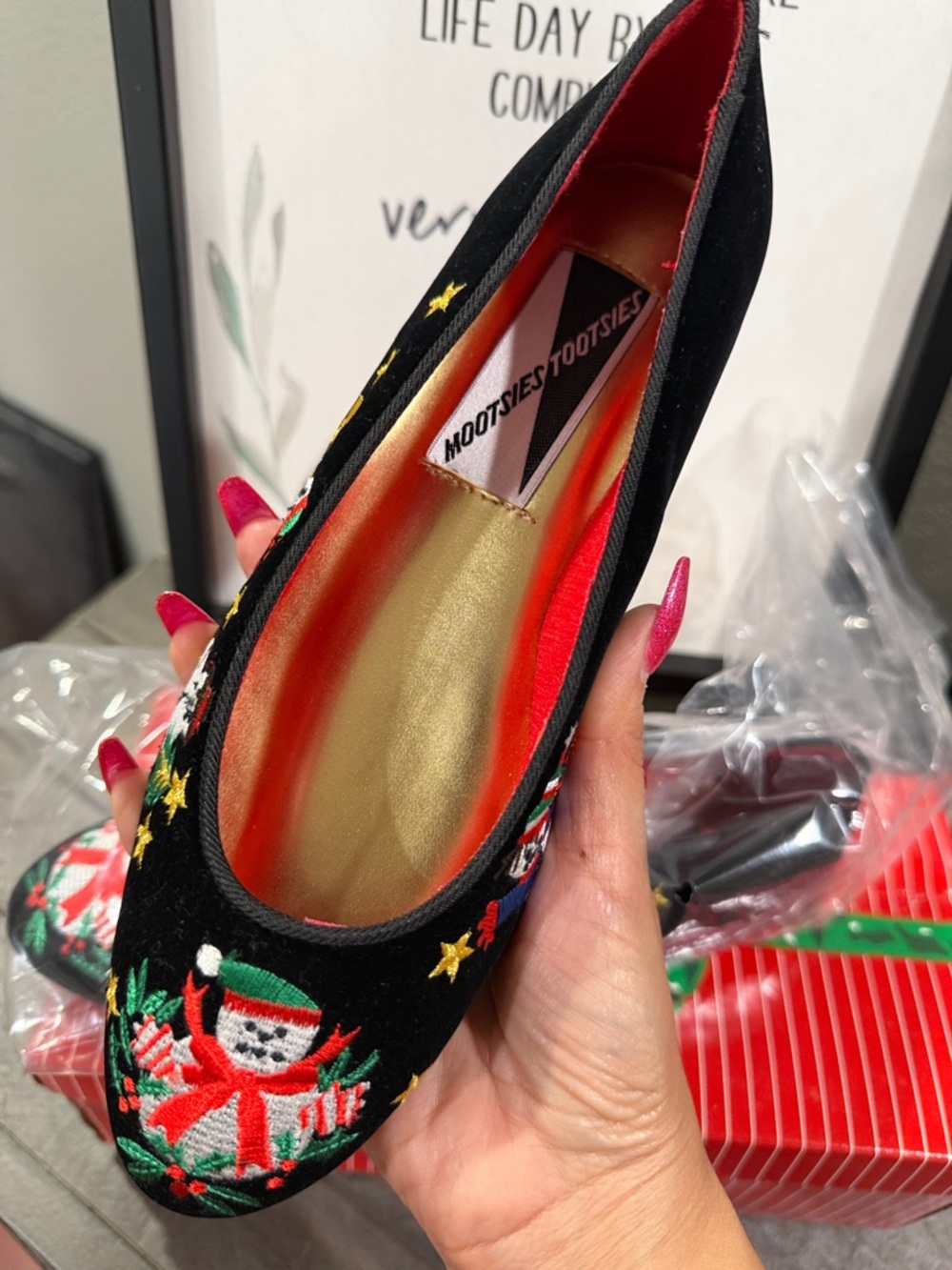 NWT Mootsies Tootsies Vintage Christmas Snowman Holiday Flats SIZE 6.5 M